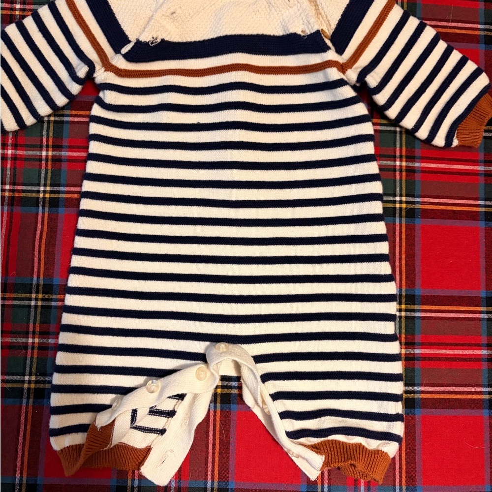 Striped Knit Baby One Piece- 3mos